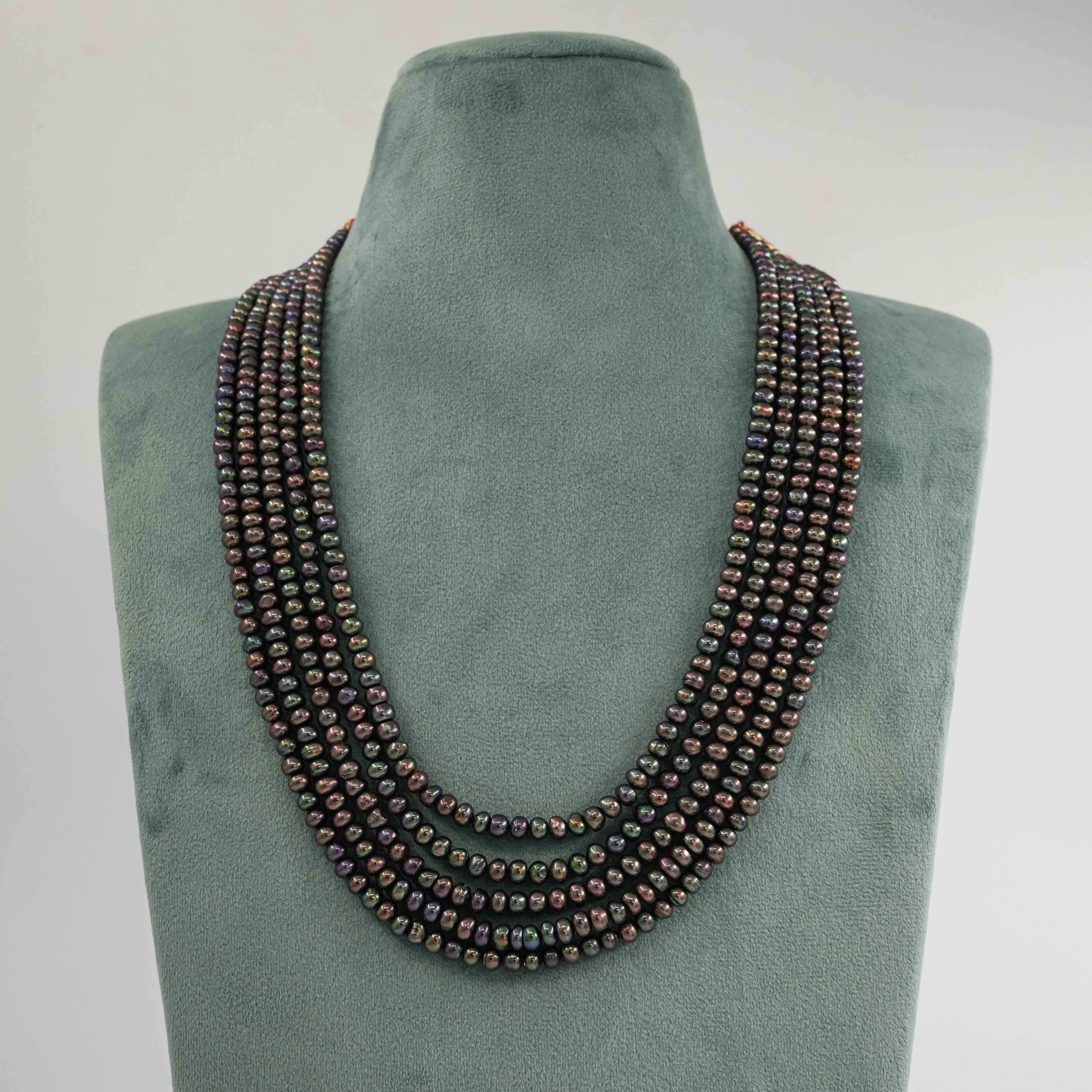 The Pearl Atelier by Kabra Pearls - Five layered colored Pearl necklace
